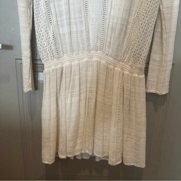Free People Nomad Peasant Dress Size Large White Boho Flowy Crochet - Picture 6 of 7
